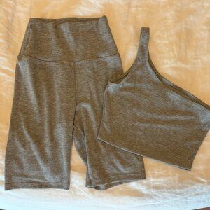 Joah Brown Gray Ribbed Tank and Shorts Set
